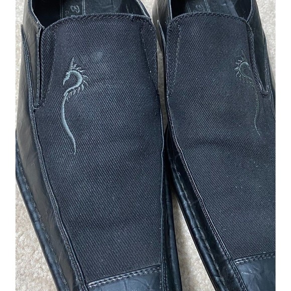 B&W Classic Black Leather Embroidered Square Toe Slip On Casual Dress Shoes 10.5 main image 11